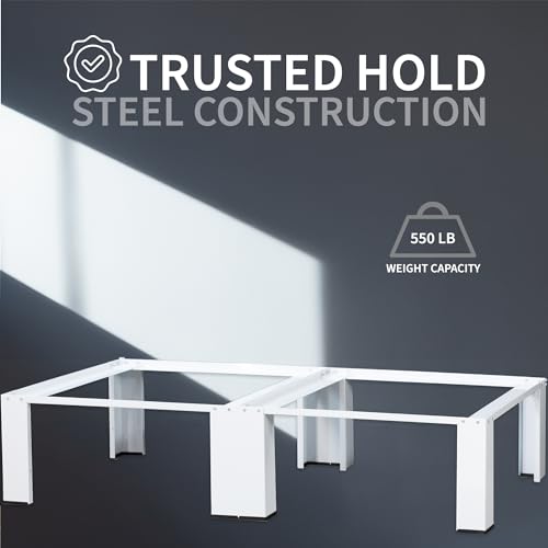Universal Laundry Dual Pedestal for Washer and Dryer Set, Washing Machine Stand, Dryer Base, White, LF-WDP01