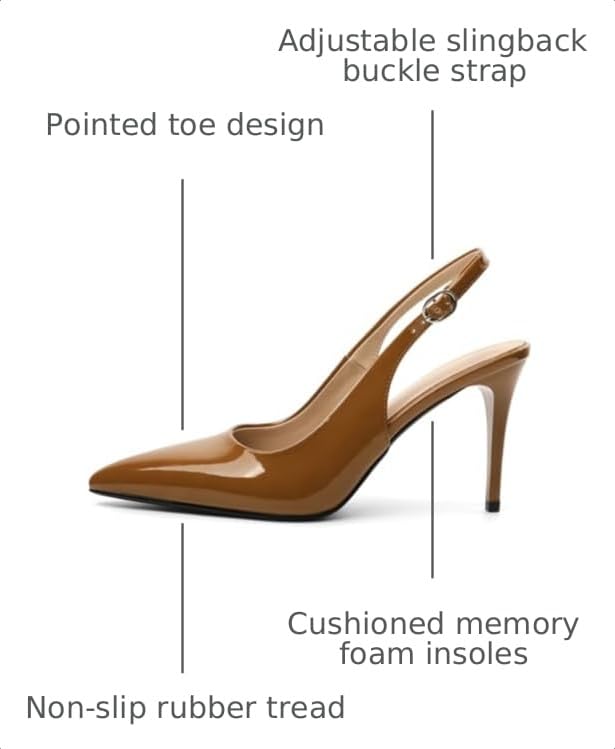 Image of YODEKS Women's Slingback Heels Pointy Toe Buckle Strap Pump Sandals Close Toe Stiletto High Heel Pumps Wedding Bridal Party Prom Shoes