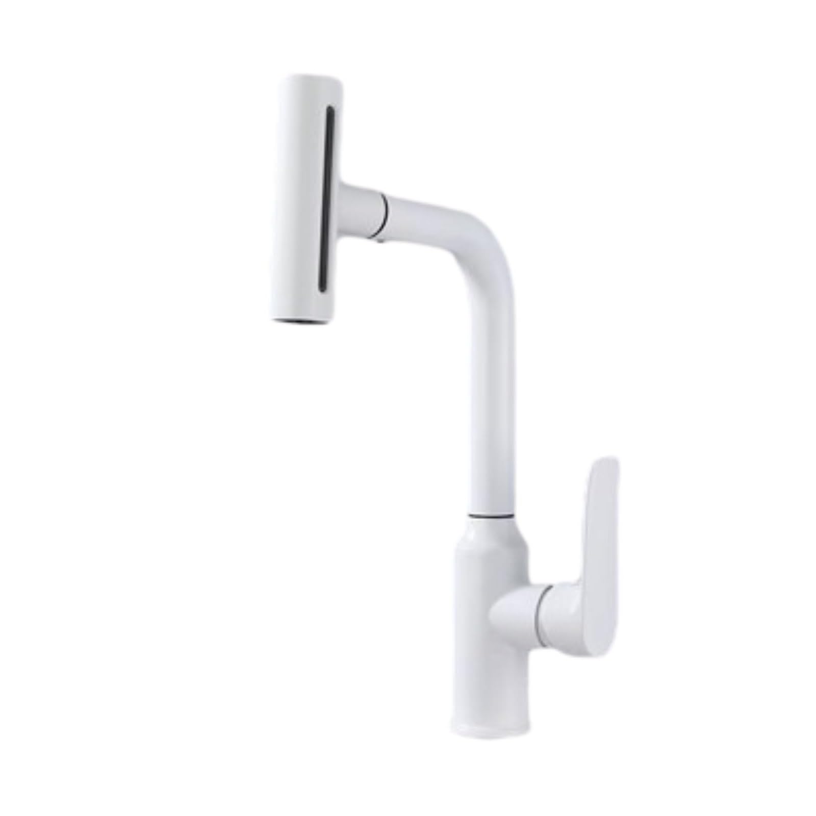 ZYCHSJXA Water Kitchen Tap Pull-Out Faucet with Hot and Cold Splash-Proof Multifunctional Household Retractable Waterfall White
