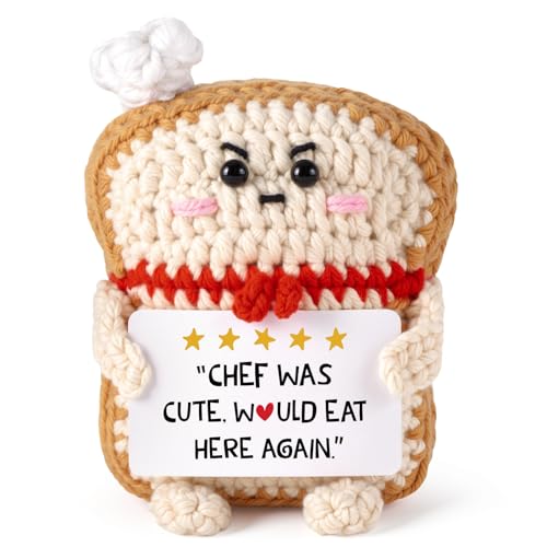 GiltGlimmer Chef Gifts, Handmade Crochet Toast with Card, Cute Hostess Kitchen Gifts for Women, Men...
