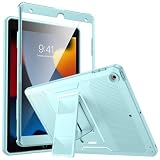 MoKo for iPad 10.2 Inch Case, iPad 9th/ 8th /7th Generation (2021/2020/2019 Release), with Built-in Screen Protector and Kickstand, Rugged Full Body Protective Cover, Sky Blue