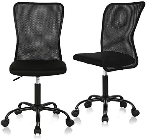 Office Chair Desk Chair Computer Chair with Lumbar Support Ergonomic Mid Back Mesh Adjustable Height Swivel Chair Armless Modern Task Executive Chair for Women Men Adult, Black