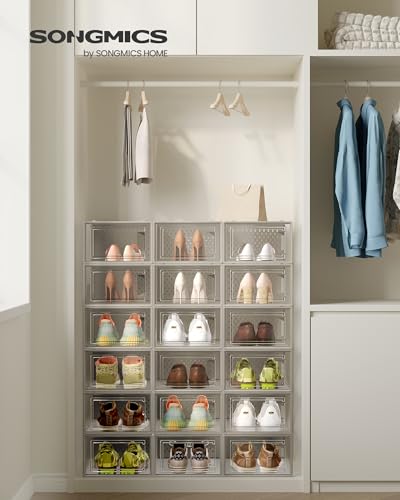 SONGMICS Schuhboxen, 18er Set, Schuh-Organizer, faltbar und stapelbar – Ansicht 2