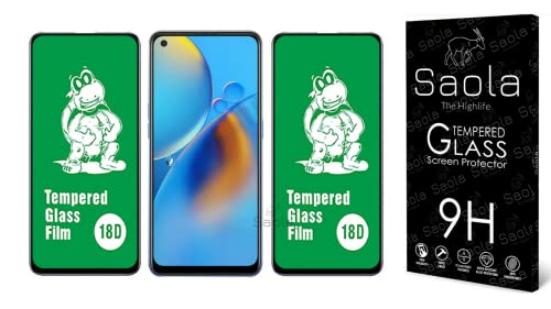 Image of Saola 18D Tempered Glass with Inbuilt AirBag Borders for Oppo A74 (Pack of 2) with Free Installation Kit. Full Screen Coverage - 6.43 inch