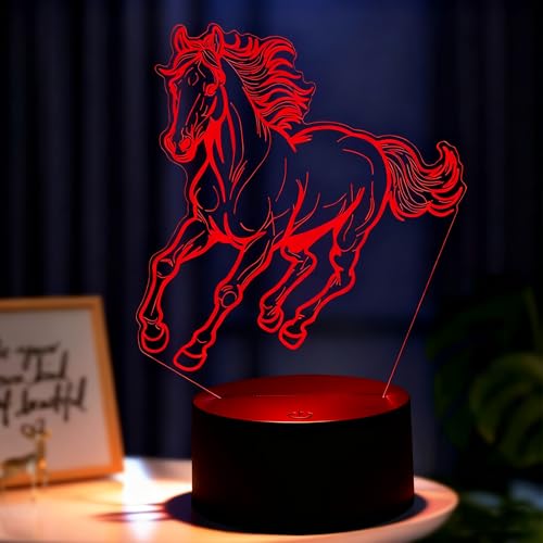 Pararty Pferde Nachtlicht Kinder,3D LED Pferd Lampe 7 Farben...