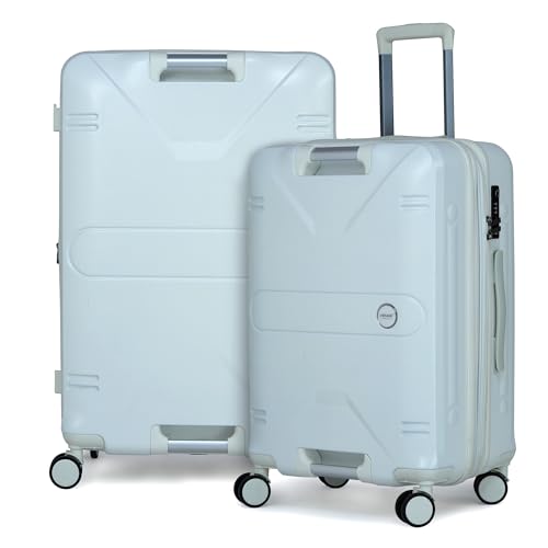 Image of Verage Luxe Romero Set of 2 (M+L) Polycarbonate Hard Shell Luggage with TSA Lock, Lightweight Trolley Suitcase with Double Spinner Wheels, 5-Year International Warranty (24 /28,White)