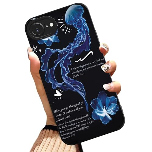 Coque iPhone 17 et 16 Méduse et Versets Bibliques en Silicone Souple Antichoc