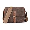 Vianber SLR Camera Bag, Waterproof Wax Canvas Bag Vintage Camera Case Messenger Bag with Interlayer Pad