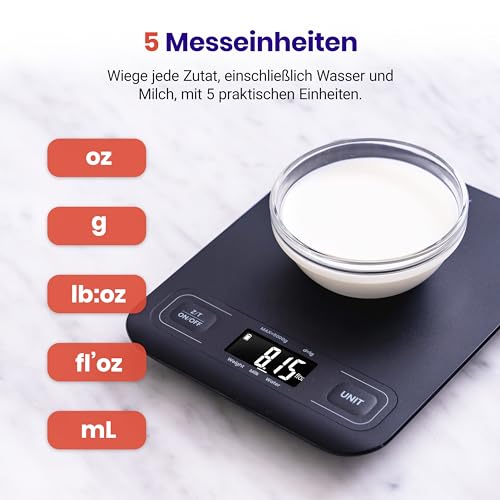 Etekcity Küchenwaage Digital 1g Genau, Waage Küche mit Tasten, Meal Prep – Ansicht 3