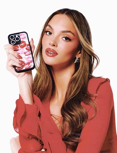 Image of Wildflower Cases - Compatible with iPhone 16 | Protective Black Bumper, 6.5ft Drop Test Certified, Women Owned Small Business | Aesthetic Kisses Lipstick Pink Trendy | Collab - Kensington