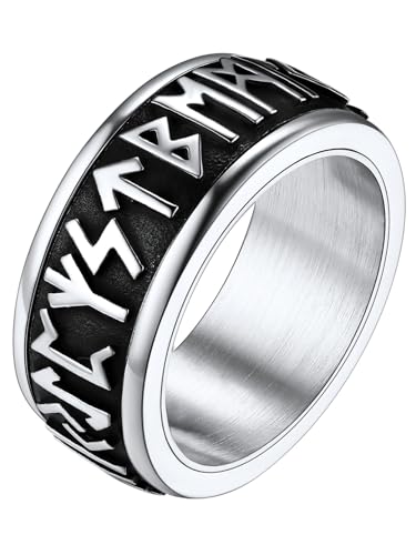 FaithHeart Anti Stress Bague Tournante pour Homme Viking 69 Bagues Runique Nordique Bijoux Vikings Protection Biker Punk
