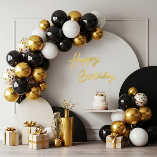 Image of TONIFUL Happy Birthday Sign for Backdrop - Glitter Gold Felt Banner - Includes Dot Glue - Perfect for Girl Boy Women Men Golden Birthday Party Backdrop,Wall Decr,Balloon Arch,Photo Background