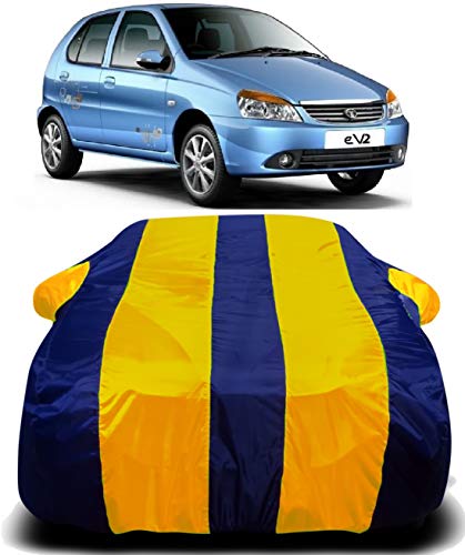 Image of Waterproof Car Cover with Ultra Surface Body Protection (Yellow Stripes) (Tata Indica V2)