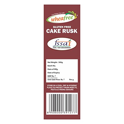Image of Wheafree Gluten Free Cake Rusk (300 Grams) Non-Veg | Tasty, Crunchy and Crispy | Best Tea Time Snacks | No Maida | 100% Wholesome Ingredients (Pack of 2)