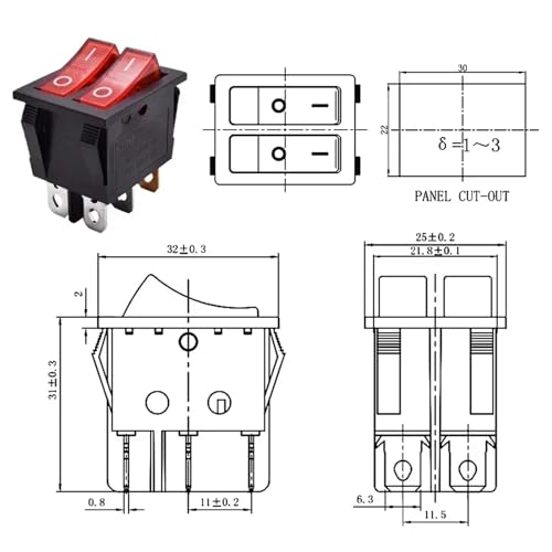 Interruptor de doble botón KCD6 para solucionar fallos en tableros eléctricos de 12V 7