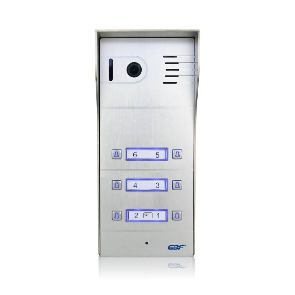 GBF Smart Video Door Station/Smart Video Intercom System for 6 Unit Apartment (Surface Mounted)- GBF-PL963PM6U, 1080P Camera, Built in POE, Control Two Locks remotely, Built in RFID Reader