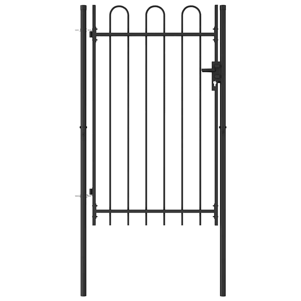 vidaXL Portillon Simple Porte BOXTEL avec Dessus Arqué Portail de Jardin Porte de Jardin Barrière de Jardin Terrasse Patio Extérieur Acier 1x1,5 m Noir