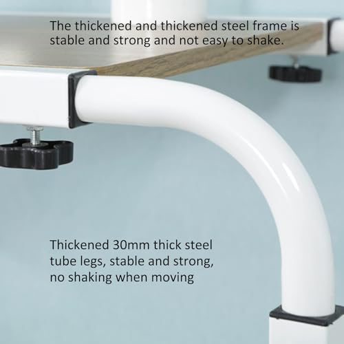 Foldable Table Tray Bedside Laptop Table Home Bed Simple Desk Folding Mobile，Adjustable Height Overbed Table with Wheels Rolling Bedside Desk for Laptop and Writing Large Size (120