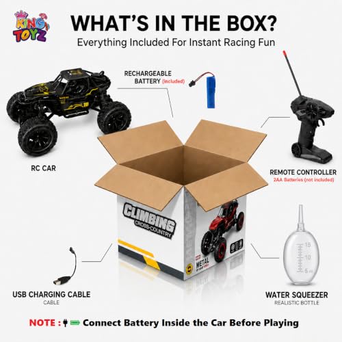 Image of Rock Crawler RC Car, 4 Functions, Rechargeable Remote Control Climbing Car with Fog Effect for Kids-Black