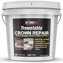 ChimneyRx 300026 Trowelable Chimney Crown Repair Elastomeric & Waterproof Coating for Crowns & Masonry with Natural Concrete Finish - Crack and Leak Prevention, Long-Lasting Protection - 2 Gallon