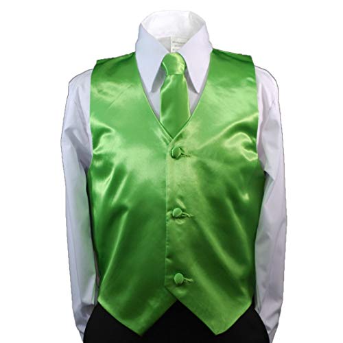 2Pc Boys Satin Lime Green Vest And Necktie Set From Baby To Teen (3T) #TOP5