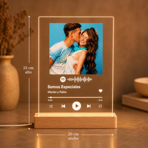 Miniatura 3 de Transparent Gift Lámpara O Placa Spotify Personalizada Con Foto Y Canción S - Regalos Personalizados Originales De Cumpleaños, San Valentín Y Navidad. Regalos Para Amigos, Parejas Y Familiares
