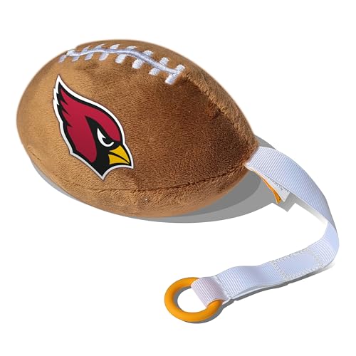 Image of Arizona Cardinals Plush Football Pacifier Holder by Smilo - Officially Licensed NFL Soother Holder - Soft Plush Toy and Dummy Holder - Fits Any Pacifier - Stroller Accessory & Newborn Essential