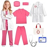 FANBOLD Disfraz Halloween Niña Doctor,Bata Laboratorio Blanca Niña de Algodón,Disfraces De Doctor Lab Cosplay Con...