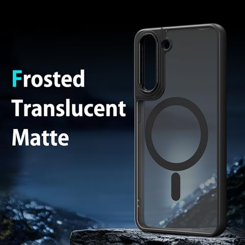 DUEDUE Design for Samsung Galaxy S21 Fe Case Magnetic[Compatible with Magsafe], Translucent Matte Back Full Body Shockproof Cover Anti-Scratch Protective Phone Case for Samsung S21 Fe 5G, Black