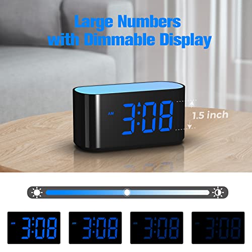 Housbay Digital Alarm Clock For Bedrooms - Large Display Easy To Read Across The Room, 7 Larger Color Night Light, Dimmer, True Battery Backup, Adjustable Volume, Countdown Timer（Blue） #TOP1