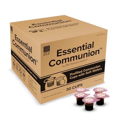 Prefilled Communion Cups and Wafer Set with Concord Grape Juice Disposable Communion Elements for Church Home and Hospital Services Holy Eucharist Supplies 30 Count