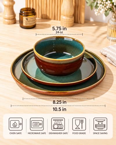 Image of GBHOME Dinnerware Sets for 4, 12 Pieces Ceramic Plates and Bowls Set