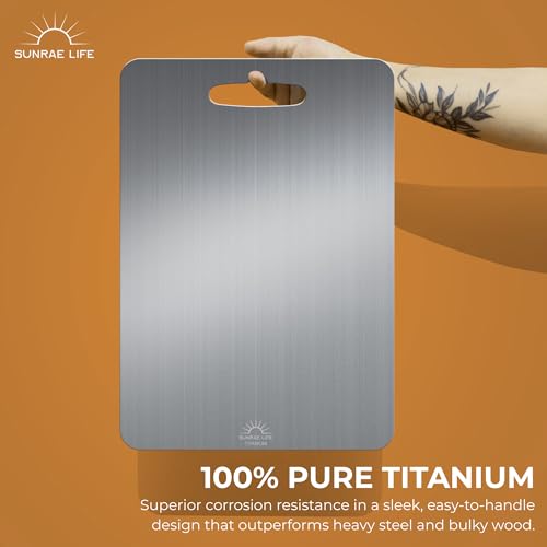 Tabla de cortar rectangular de titanio ligera con mango miniatura 2