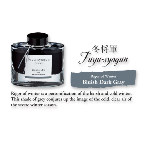 Image of Pilot Iroshizuku Bottled Fountain Pen Ink, Fuyu-Syogun, Rigor of Winter, Cool Gray (69215)