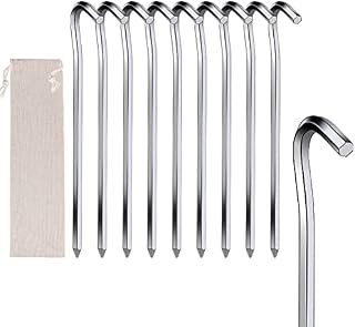 10 PCS Tent Pegs Metal 18cm/7.1'' with Storage Bag, Metal Pegs Heavy Duty Tent Hooks Solid Aluminum Alloy Rust Free Ground Pegs for Garden Marquees Hiking Traveling and Outdoor Camping