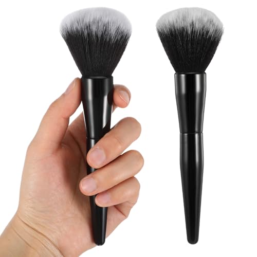 WJIAAA 2 Stück Großer Puderpinsel Grundierungspinsel Powder Brush Puder Schminkpinsel Rougepinsel Konturpinsel Kosmetikpinsel Set für Bronzer Blush Rouge Verblenden Concealer Foundation
