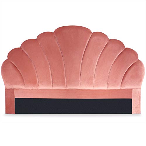 Menzzo Tête de lit Mermaid 180 cm en Velours Rose – Tête de lit Chic & matelassée – Compatible lit 180 cm – Design Coquillage Glamour