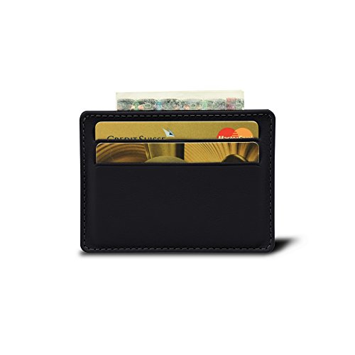 Preisvergleich Produktbild Lucrin - Kreditkartenetui für 4 Karten - Schwarz - Glattleder