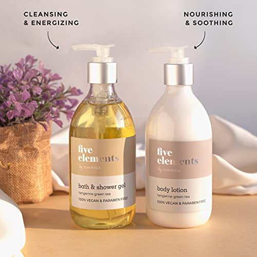 Image of Kimirica Five Elements Shower Gel and Moisturizing Body Lotion Bath Care Duo | Enrich with Goodness of Aloe and Glycerine for men & women 100% Vegan (300ml | 300ml)