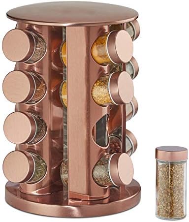 Relaxdays Tourniquet à épices, avec 16 Pots, étagère rotative à 3...