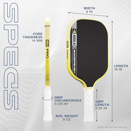 Image of JOOLA Pro V Pickleball Paddle - 14mm /16mm - Raw Carbon Fiber Textured Surface - Enhanced Frame & Propulsion Core, USAPA & UPA-A Certified, NFC Chip Enabled, Premium Control & Lightweight Performance