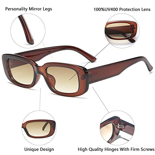 Image of Vintage Rectangle Sunglasses for Women Men 90s Fashion Narrow Square Frame Eyewear UV400 Protection