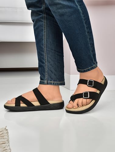 Image of HEALTH FIT Extra Soft Premium Classic Cushion Sliders /with Adjustable Buckle Strap & Light Weight Anti-SkidWaterproof Luxurious Slippers for Men's HF119
