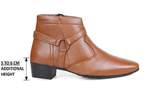 Image of BXXY Men's 2 inch Height Increasing Synthetic Material Casual Formal Chelsea Ring, Slip-On Boot with Pu Sole.