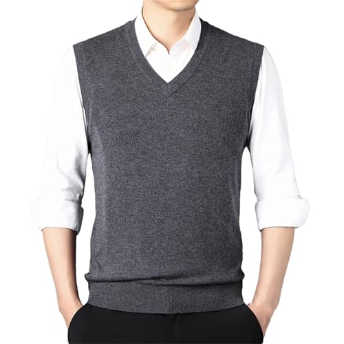 Men's Wool Sweater Vest Autumn Casual V-Neck Sleeveless Sweater Knitted Pullover Vest
