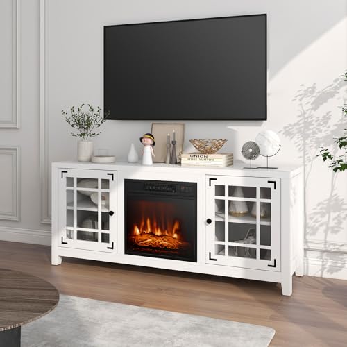 SIMOE Electric Fireplace TV Stand, 58 Inch Modern Console for TVs up to 65