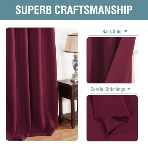 Image of H.VERSAILTEX Light Blocking Blackout Curtains Window Treatment Thermal Insulated Grommet Energy Saving Curtains /Drapes for Bedroom /Living Room (52 x 90 Inch, Burgundy Red)