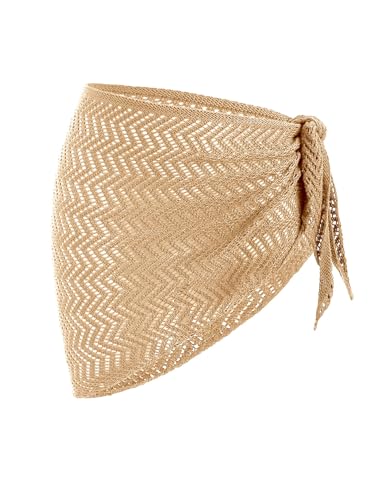 Image of ZAFUL Sarong Coverups for Women Beach Vacation Fishnet See Thru Tie Side Bathing Suit Cover Up Mini Skirt