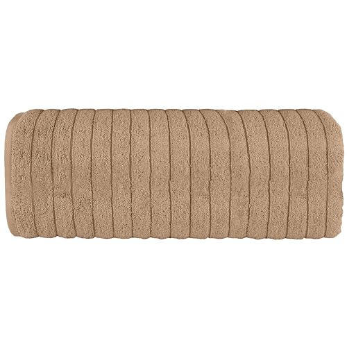Image of Elegant Comfort 100% Turkish Cotton Corduroy Ribbed Luxury Jumbo Bath Towel Ultra Soft - 35 x 70 Inch - Luxury Spa Premium Hotel Quality Highly Absorbent and Quick Dry Large Bath Towel, Taupe