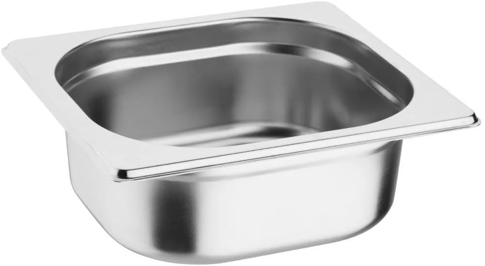 Vogue K985 Stainless Steel 1/6 Gastronorm Pan, Silver, 1L Capacity, 65 mm Height